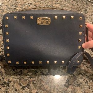 Navy blue gold stud crossbody
